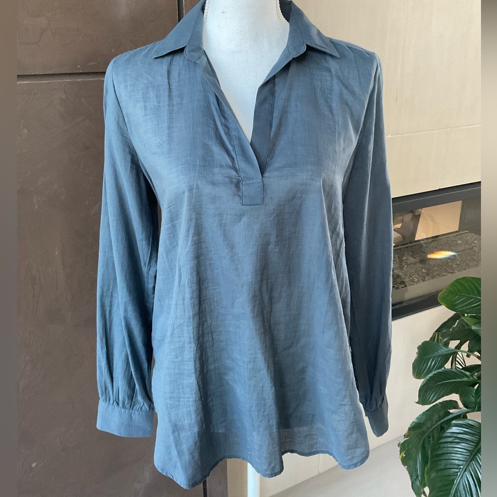 LOFT Blue Long Sleeve Blouse